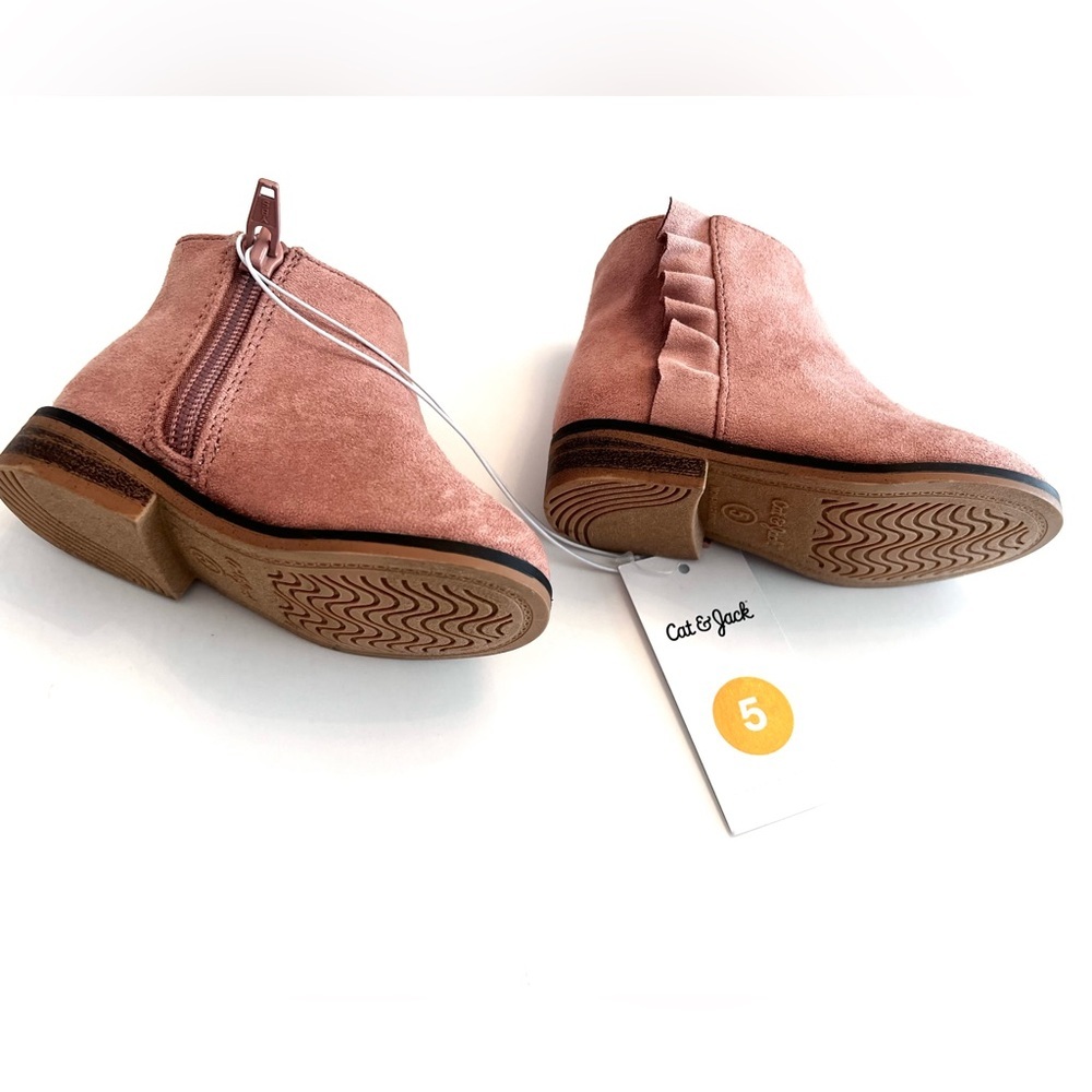 (NWT) Cat & Jack Unity Blush Suede Toddler Size 5 Fashion Boots w/ Ruffle detail - Picture 7 of 9
